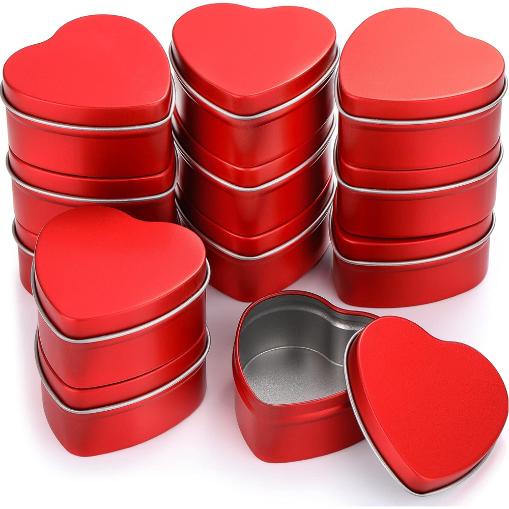 Candle Making Jars With Lids - 2 oz Heart Shaped Metal Tins
