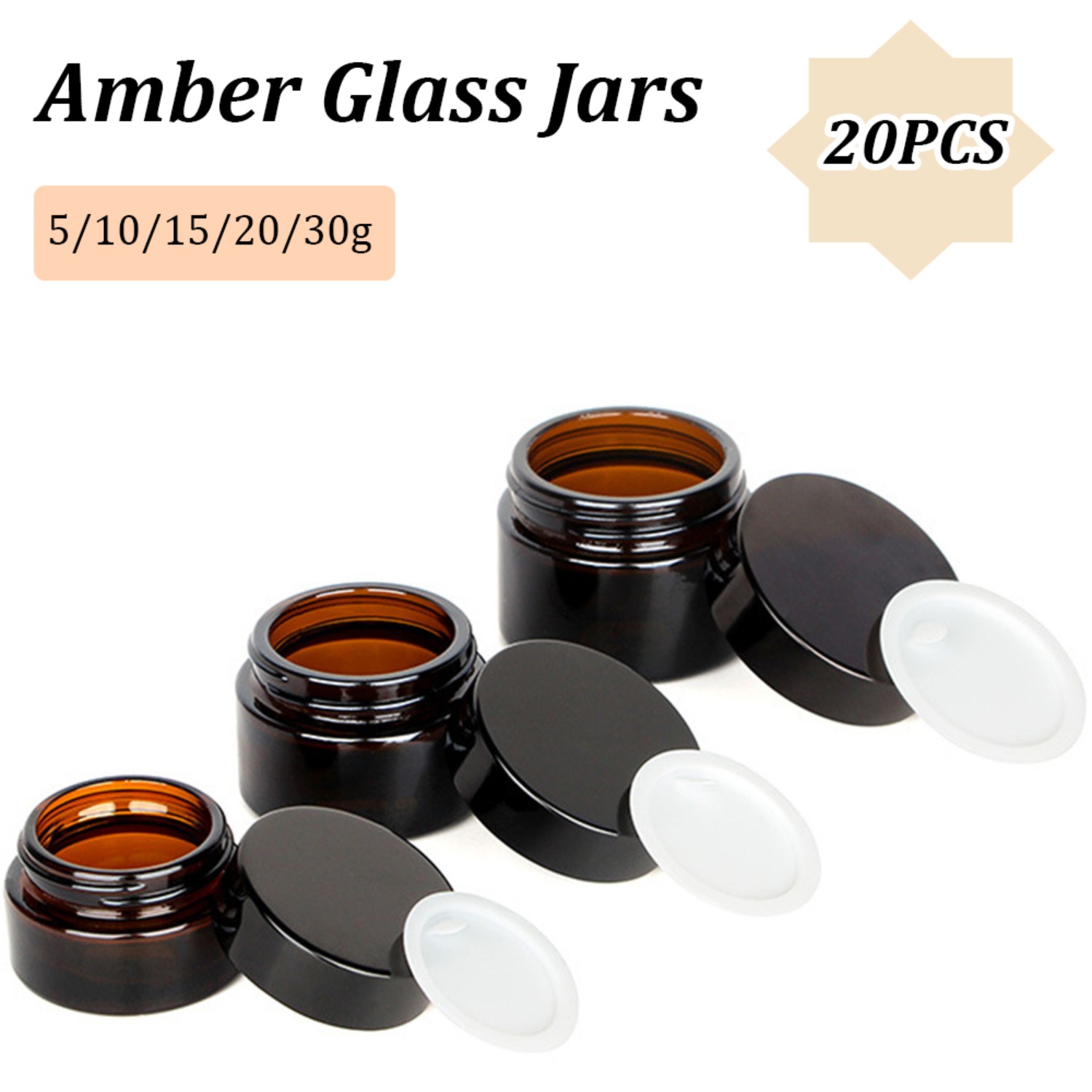 Candle Making Jars With Lids - 20PCS Small Amber Glass Jars with
