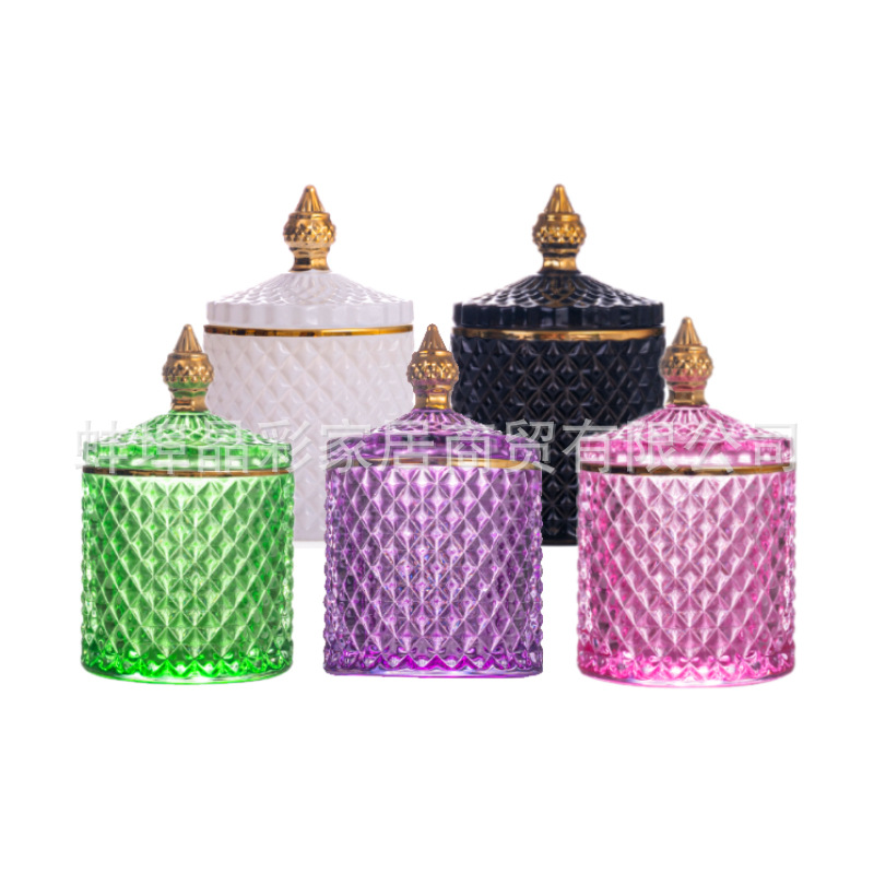 Stained Glass Storage Jar with - Candle Making Jars With Lids 评论和价格
