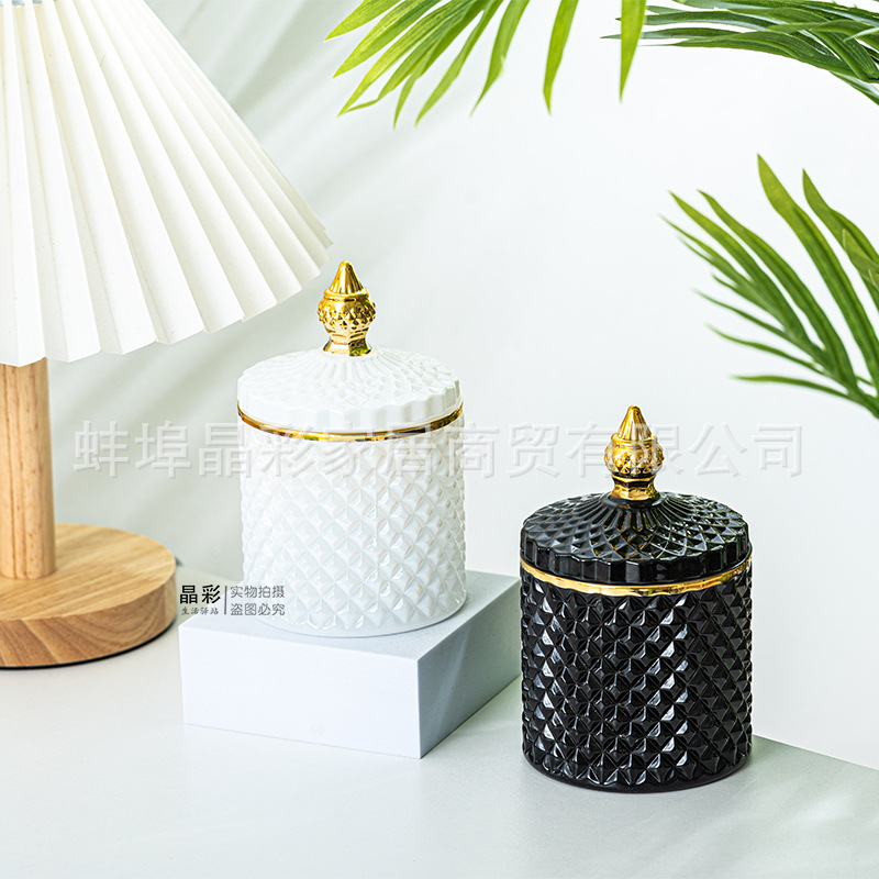 Stained Glass Storage Jar with - Candle Making Jars With Lids 评论和价格