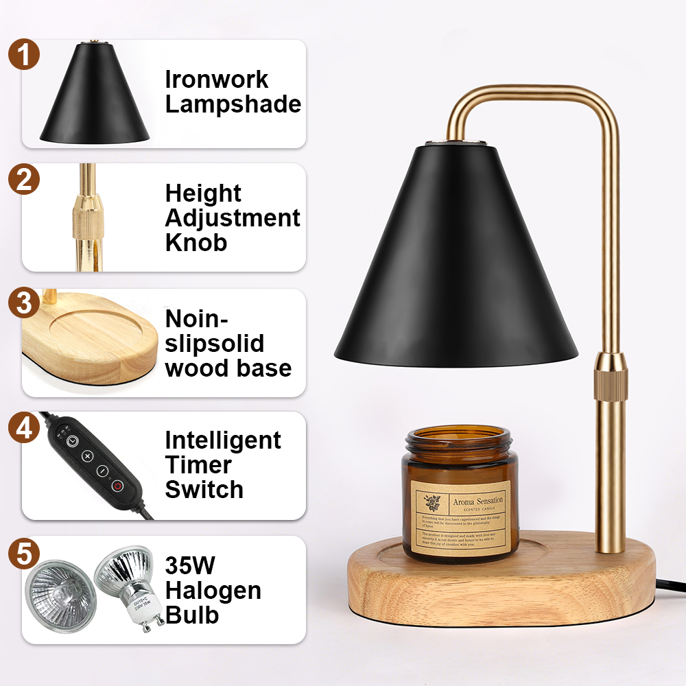 Black Candle Warmer Lamp with  - Paraffin Candle Wax 评论和价格