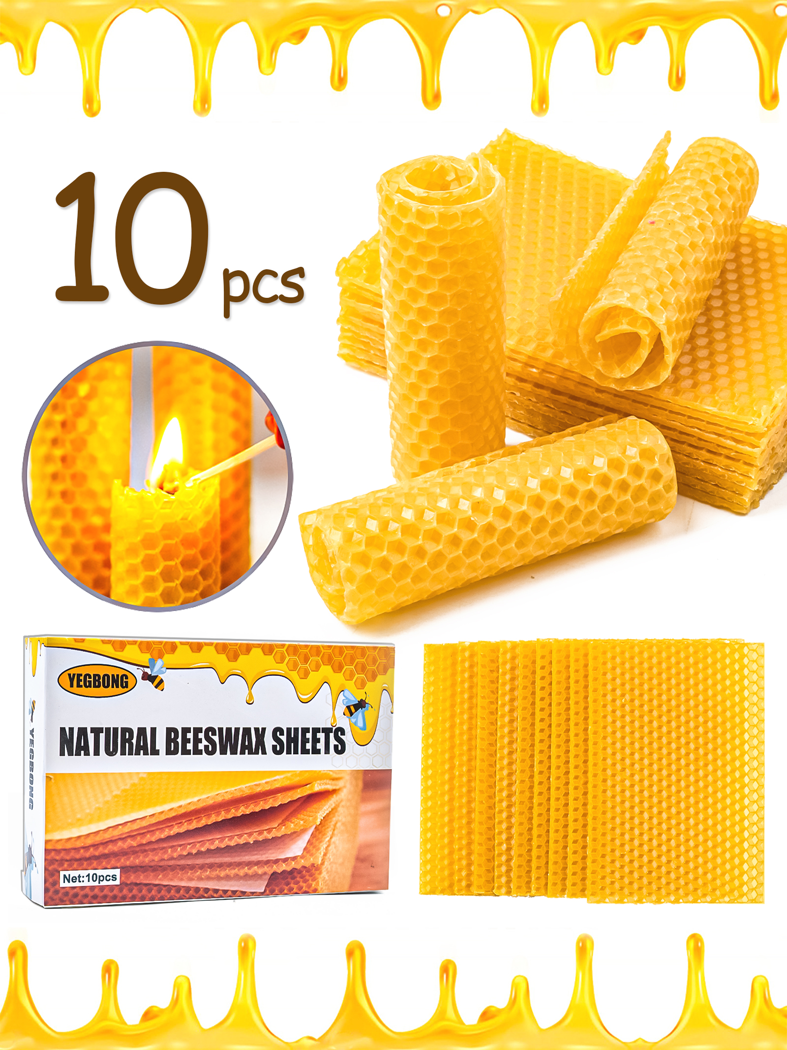 10Pcs Natural Honeycomb Bee Wa - Candle Making Reno 评论和价格