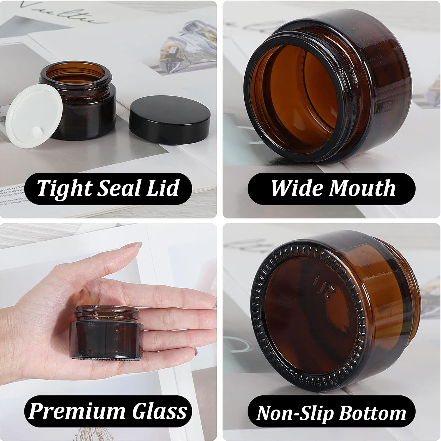 20PCS Small Amber Glass Jars w - Candle Making Jars With Lids 评论和价格
