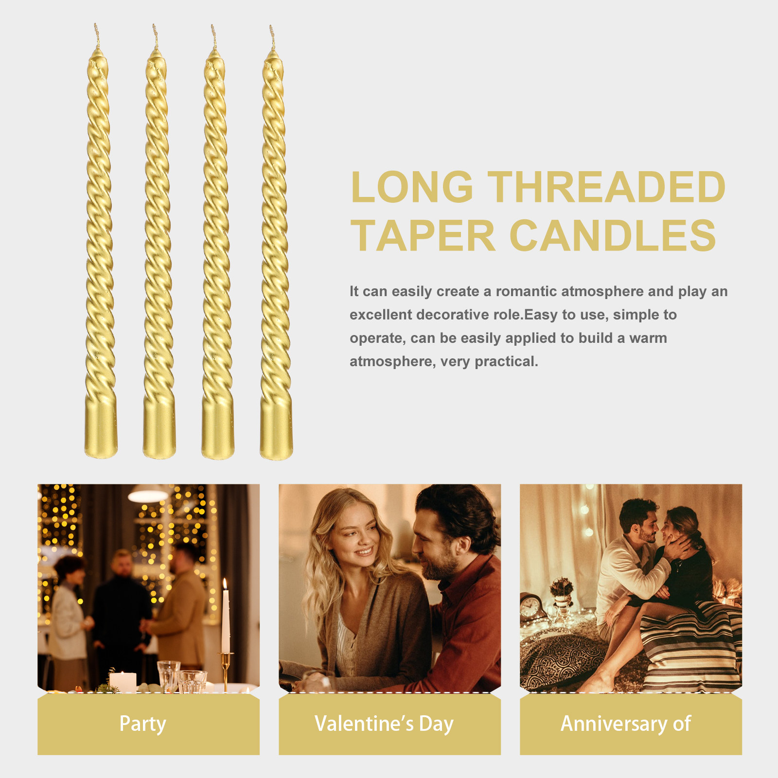 4pcs Threaded Scented Dinner H - Paraffin Candle Wax 评论和价格